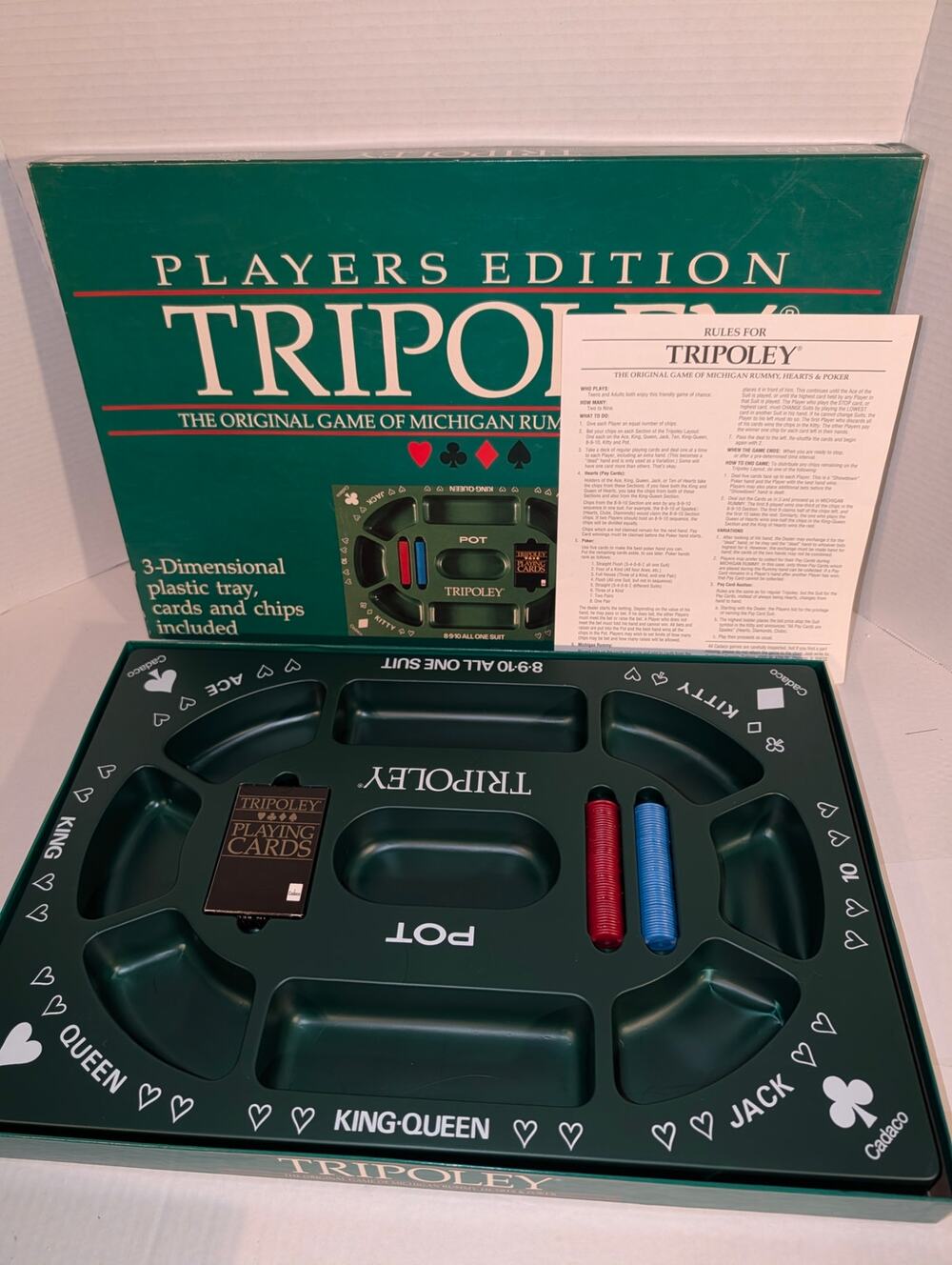 Cadaco Tripoley Game Players Edition 1989 Vintage No 300 Michigan Rummy Complete